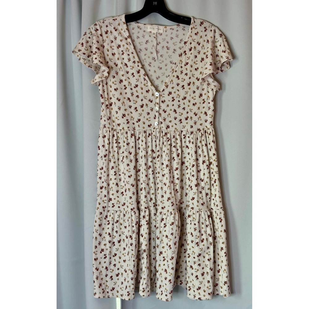 See You Monday Kids Floral Ribbed Tiered Babydoll Dress Back to School Fall L
